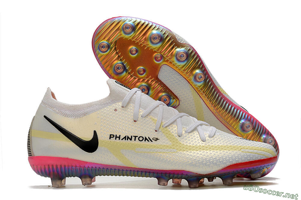 Men's Nike Phantom GT Elite AG Football Boots - White/Gold/Black 2