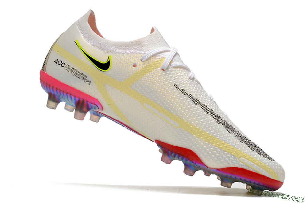 Men's Nike Phantom GT Elite AG Football Boots - White/Gold/Black 4