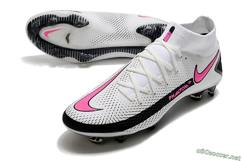 Men's Nike Phantom GT DF Elite FG Football Boots - White/Black/Pink 3