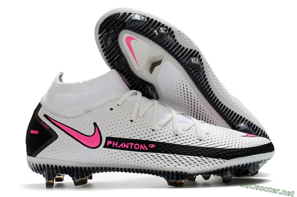 Men's Nike Phantom GT DF Elite FG Football Boots - White/Black/Pink 2