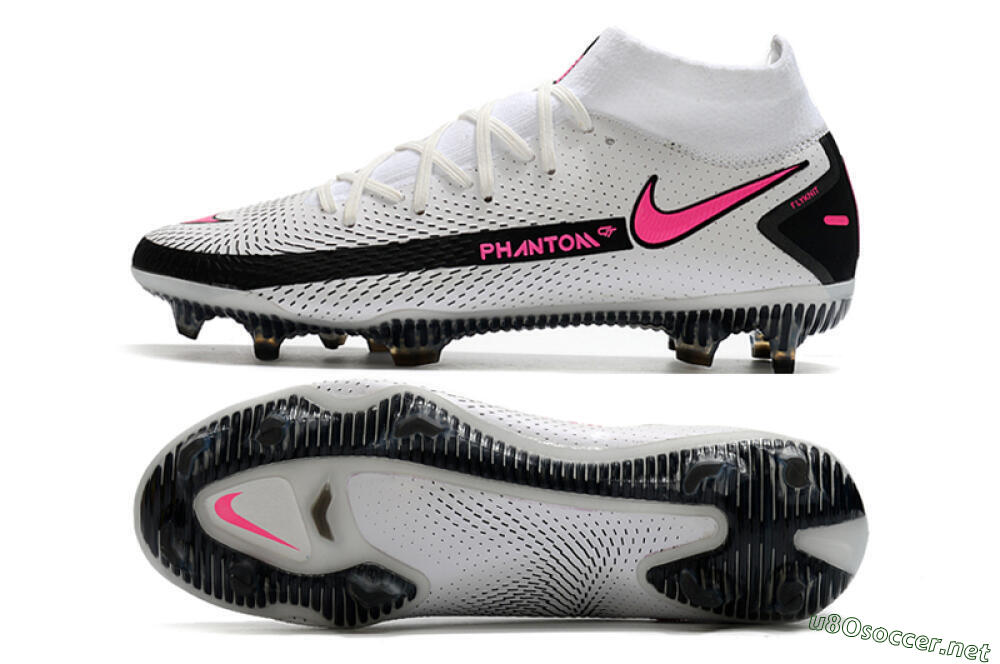 Men's Nike Phantom GT DF Elite FG Football Boots - White/Black/Pink 1