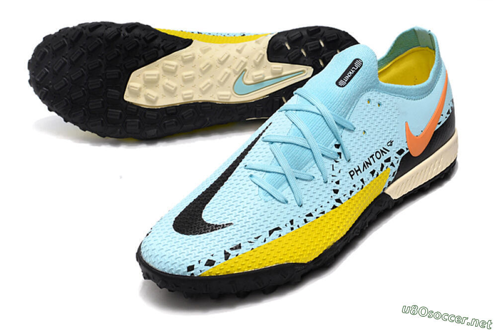 Men's Nike Phantom GT Pro TF Football Shoes - Blue/Yellow/Pink 3