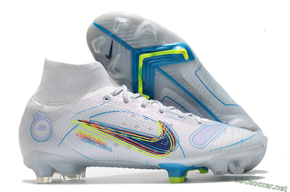 Men's Nike Mercurial Superfly 8 Elite FG Football Boots - White/Blue/Yellow 2