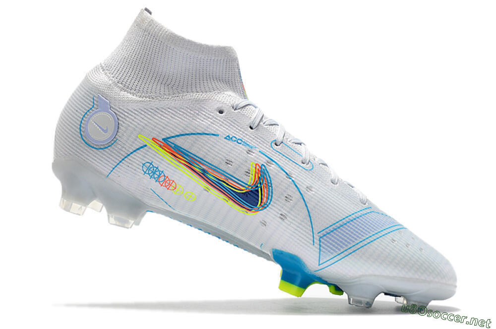 Men's Nike Mercurial Superfly 8 Elite FG Football Boots - White/Blue/Yellow 4
