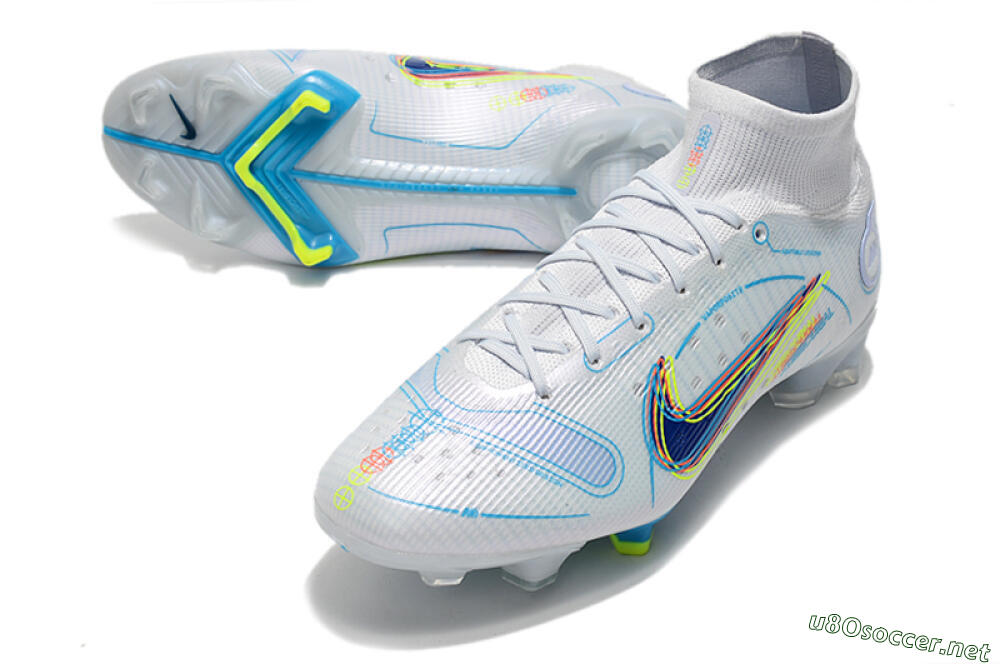 Men's Nike Mercurial Superfly 8 Elite FG Football Boots - White/Blue/Yellow 3