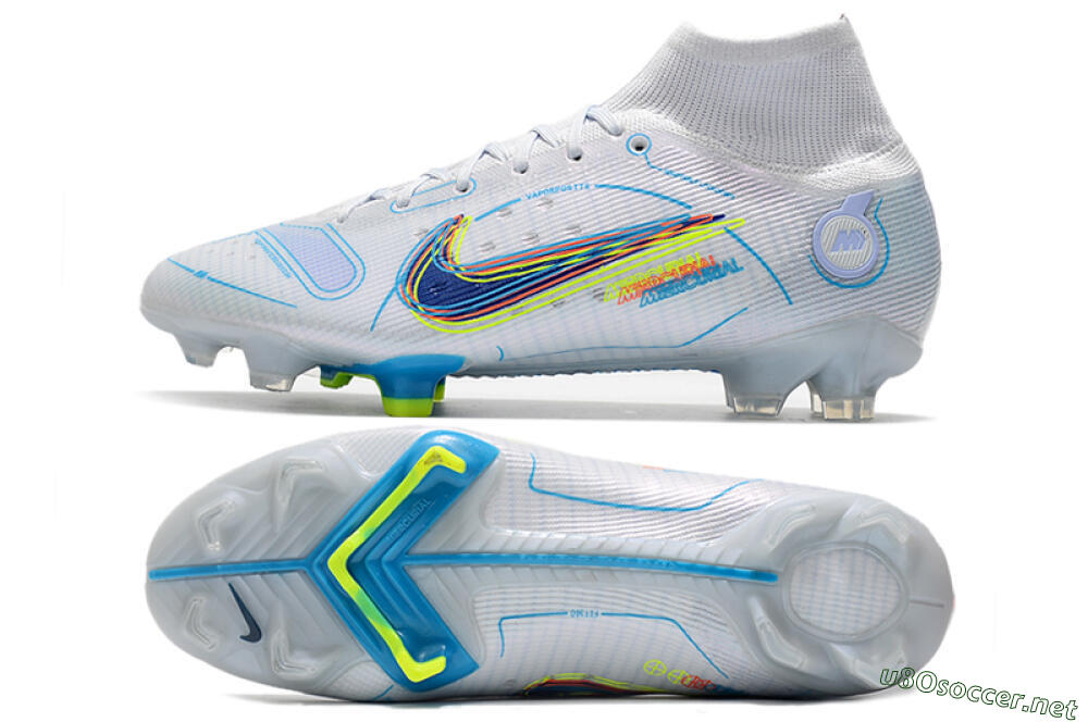 Men's Nike Mercurial Superfly 8 Elite FG Football Boots - White/Blue/Yellow 1