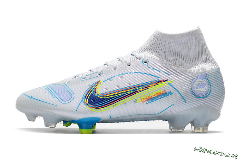 Men's Nike Mercurial Superfly 8 Elite FG Football Boots - White/Blue/Yellow 0