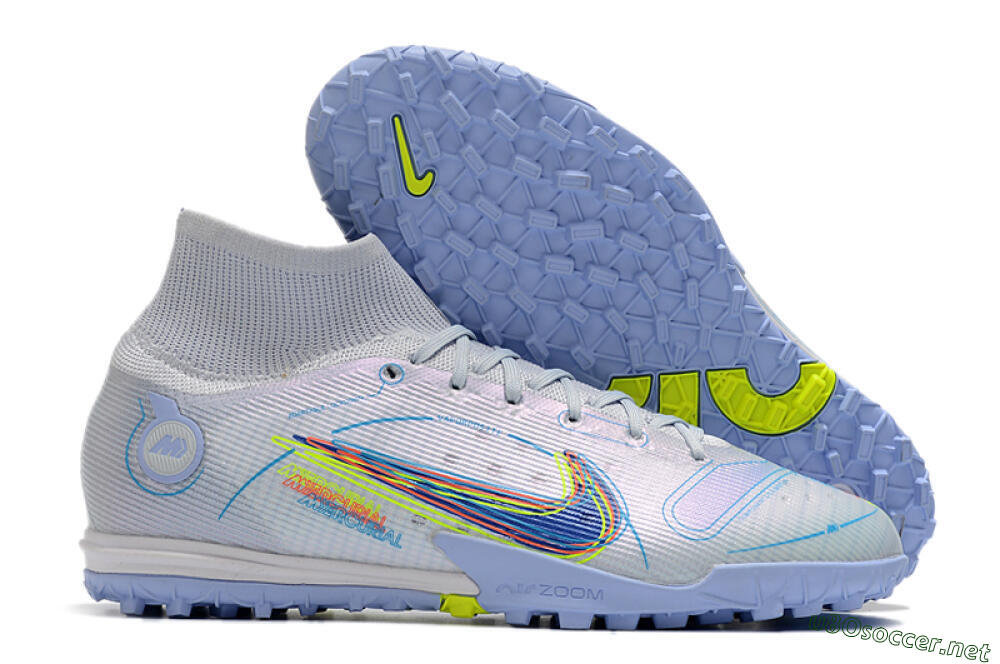 Men's Nike Mercurial Superfly 8 Elite TF Football Shoes - White/Blue/Yellow 2