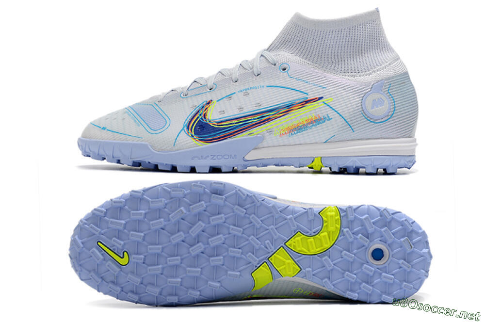 Men's Nike Mercurial Superfly 8 Elite TF Football Shoes - White/Blue/Yellow 1