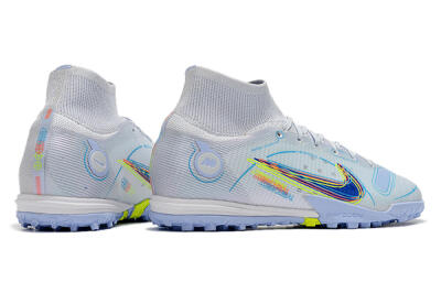 Men's Nike Mercurial Superfly 8 Elite TF Football Shoes - White/Blue/Yellow