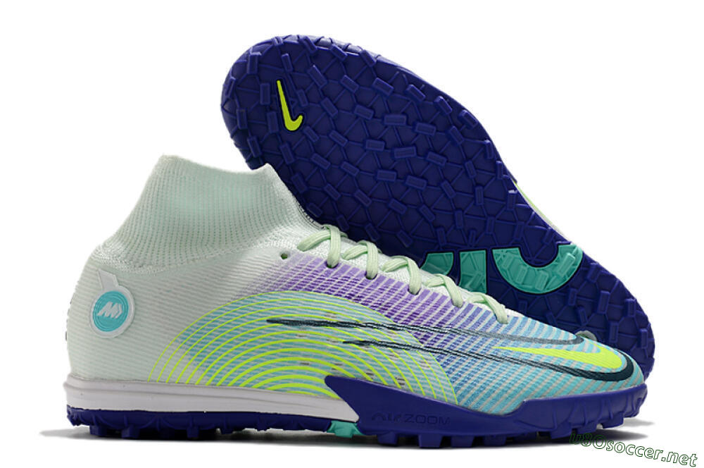 Men's Nike Mercurial Superfly 8 Elite TF Football Shoes - Jade/Yellow/Purple 2