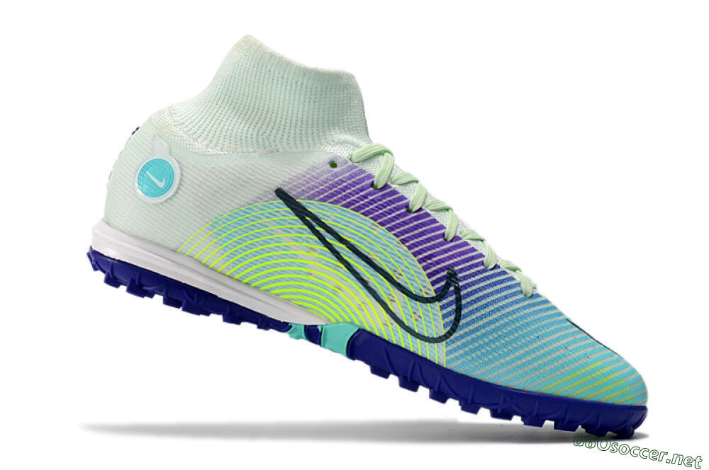 Men's Nike Mercurial Superfly 8 Elite TF Football Shoes - Jade/Yellow/Purple 4
