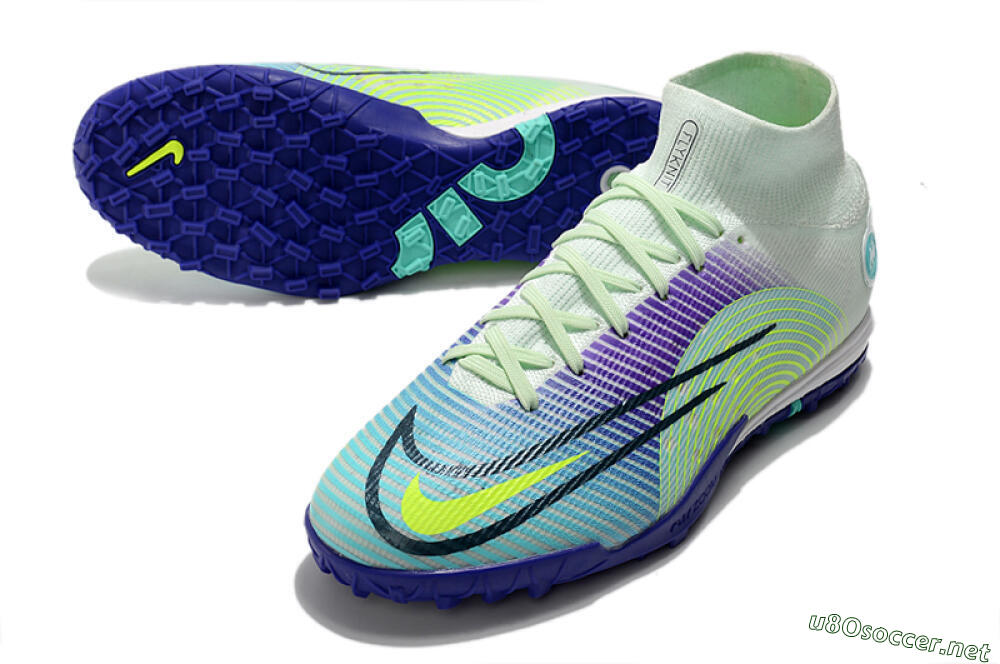 Men's Nike Mercurial Superfly 8 Elite TF Football Shoes - Jade/Yellow/Purple 3