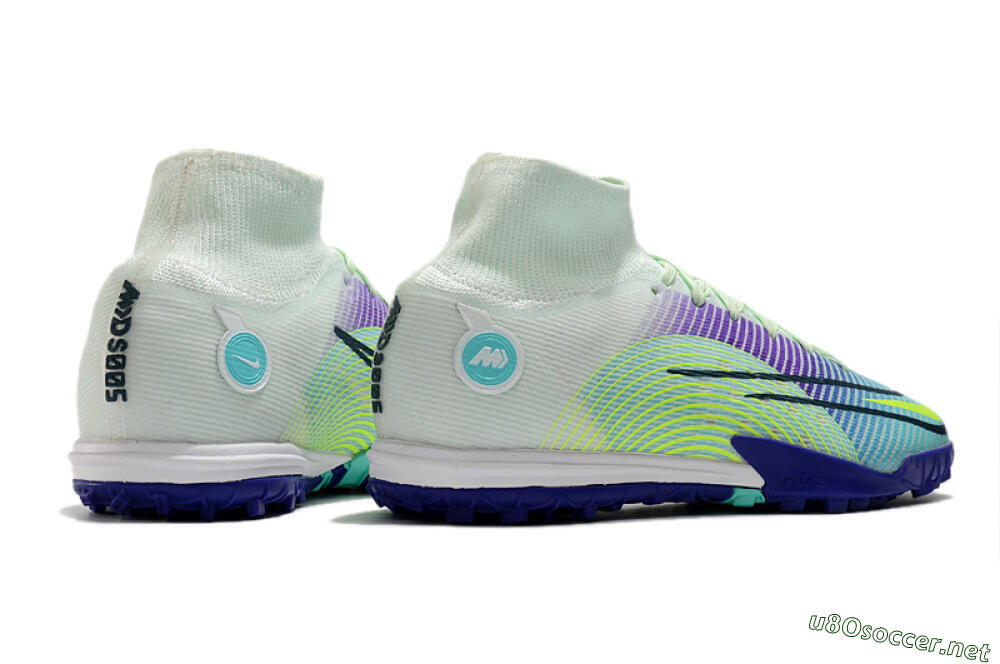 Men's Nike Mercurial Superfly 8 Elite TF Football Shoes - Jade/Yellow/Purple 6