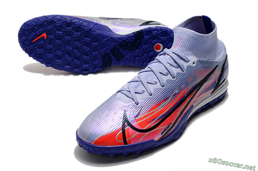 Men's Nike Mercurial Superfly 8 Elite TF Football Shoes - Blue/Red/Black 3