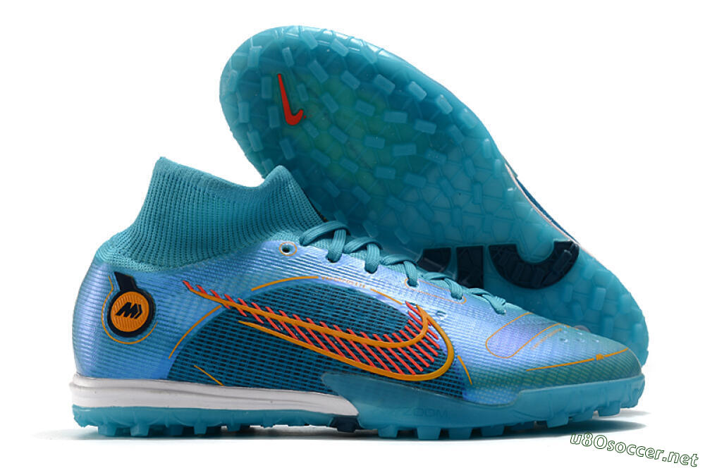 Men's Nike Mercurial Superfly 8 Elite TF Football Shoes - Blue/Red/Yellow 2