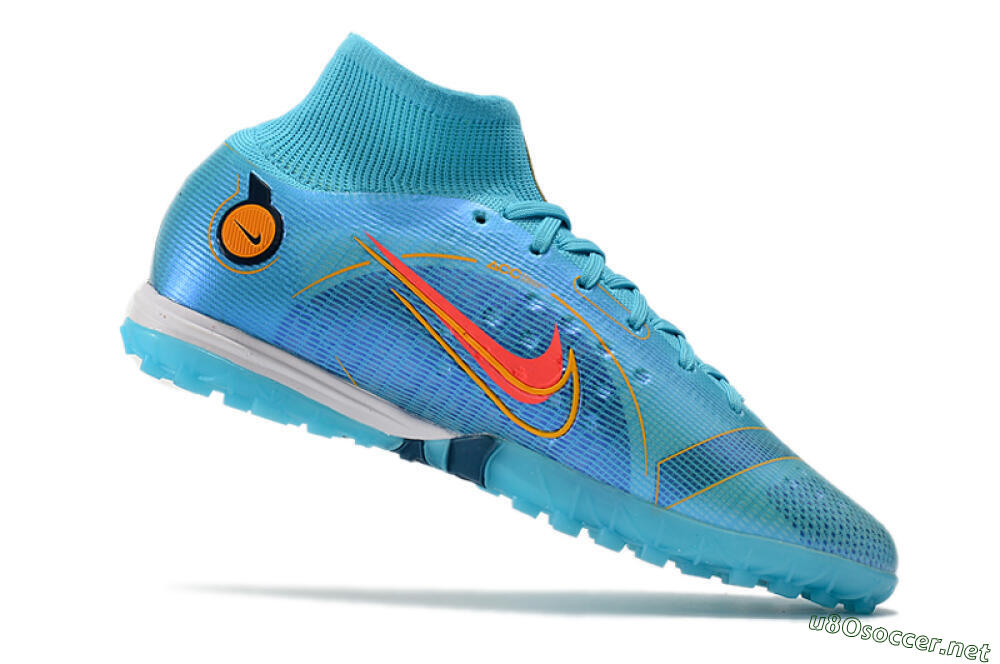 Men's Nike Mercurial Superfly 8 Elite TF Football Shoes - Blue/Red/Yellow 4