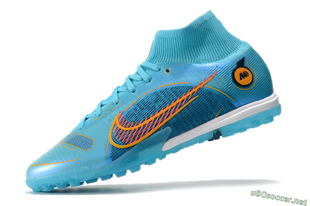 Men's Nike Mercurial Superfly 8 Elite TF Football Shoes - Blue/Red/Yellow 5
