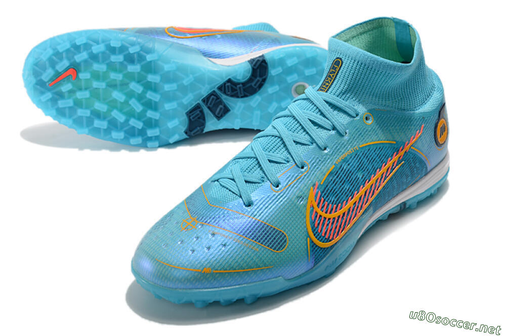 Men's Nike Mercurial Superfly 8 Elite TF Football Shoes - Blue/Red/Yellow 3