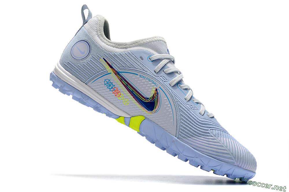 Men's Nike Mercurial Vapor 14 Pro TF Football Shoes - White/Blue/Yellow 4