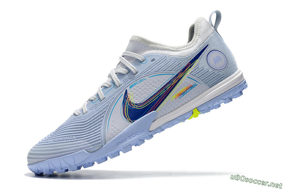 Men's Nike Mercurial Vapor 14 Pro TF Football Shoes - White/Blue/Yellow 5