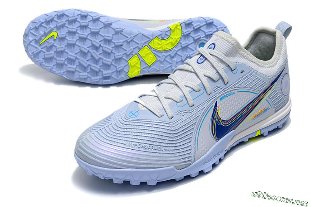 Men's Nike Mercurial Vapor 14 Pro TF Football Shoes - White/Blue/Yellow 3