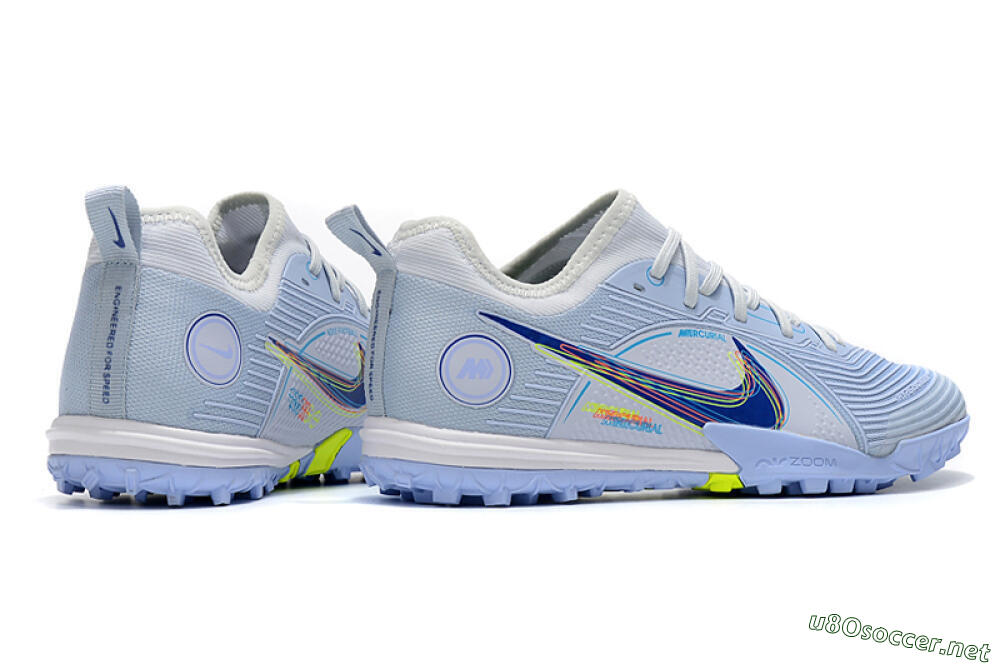 Men's Nike Mercurial Vapor 14 Pro TF Football Shoes - White/Blue/Yellow 6