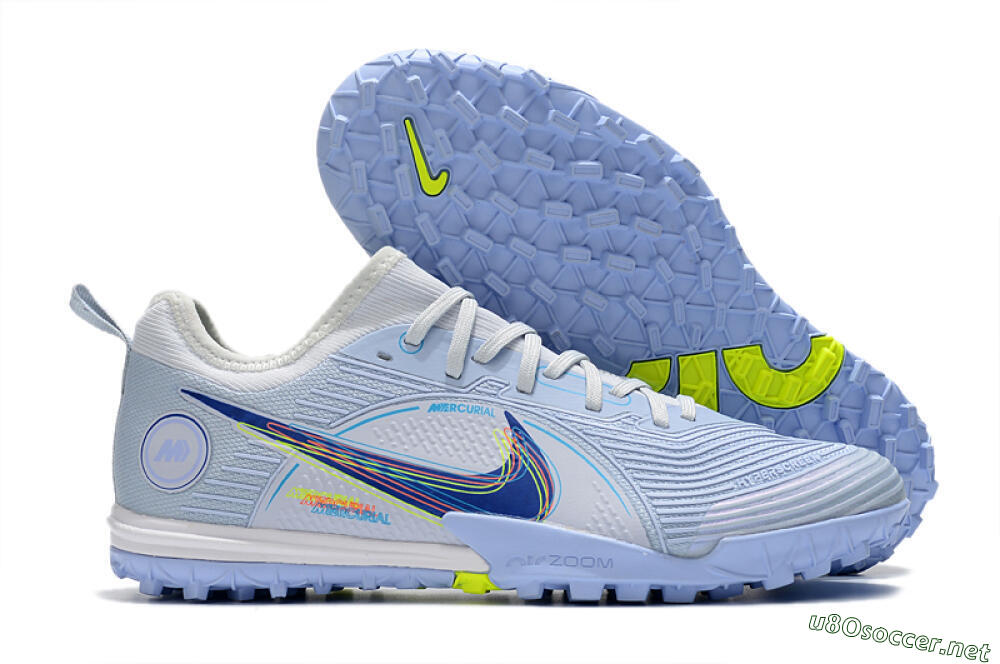 Men's Nike Mercurial Vapor 14 Pro TF Football Shoes - White/Blue/Yellow 2