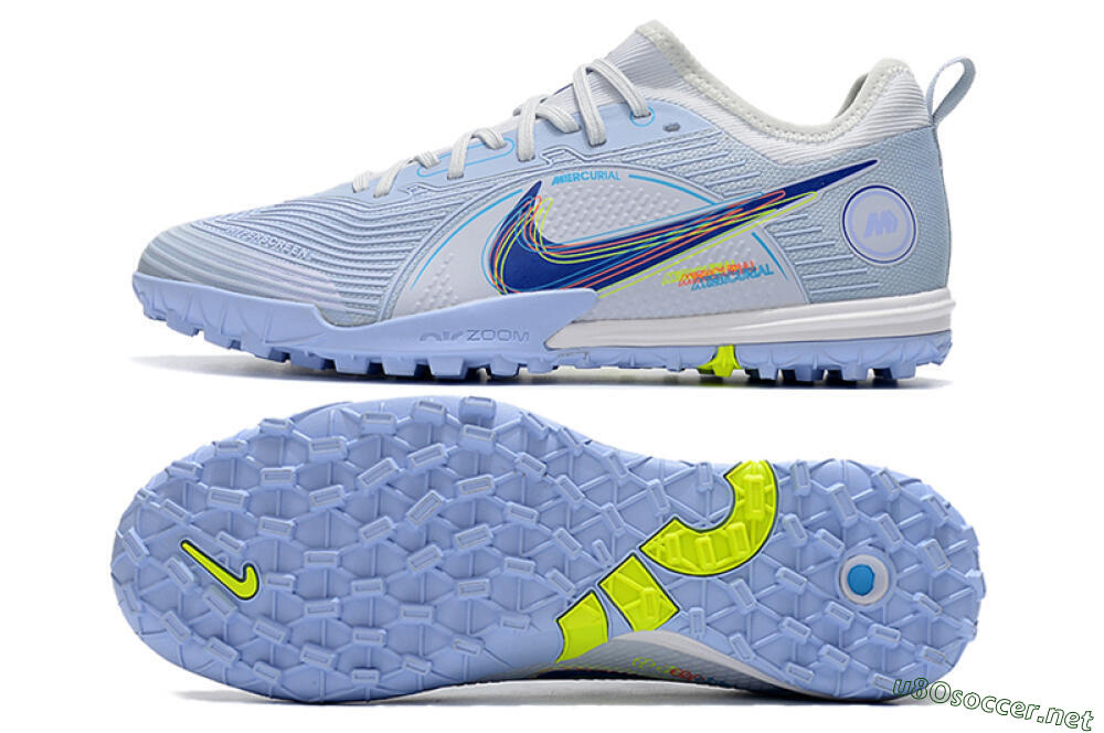 Men's Nike Mercurial Vapor 14 Pro TF Football Shoes - White/Blue/Yellow 1