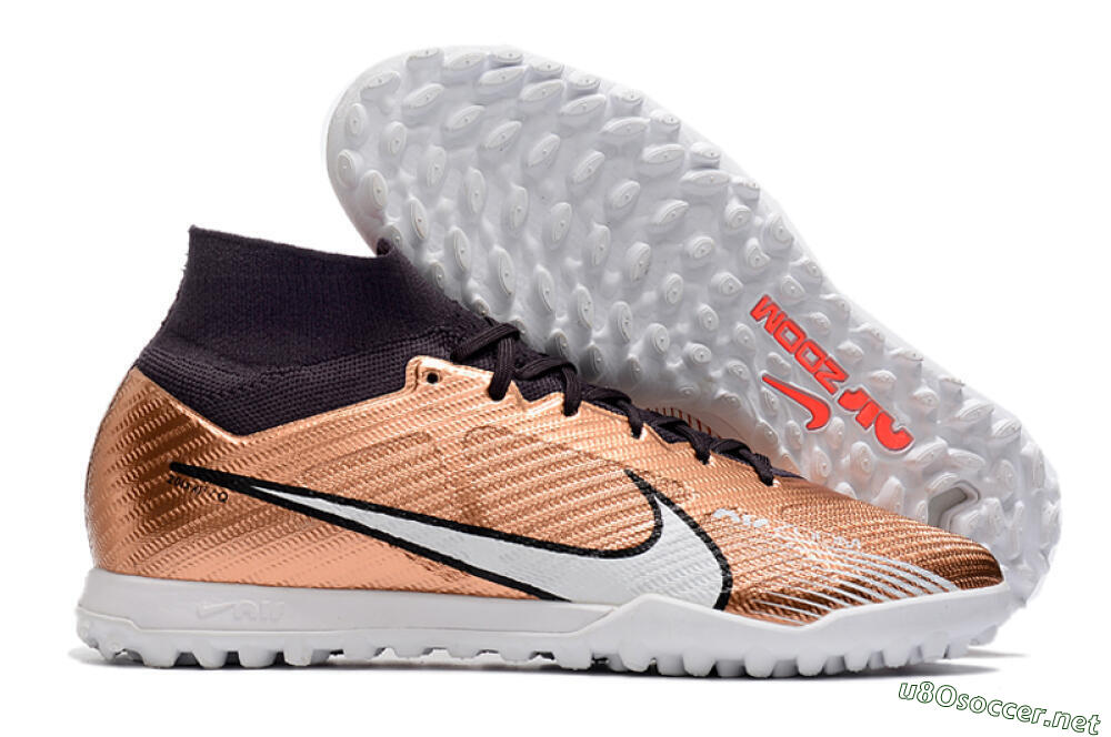 Men's Nike Air Zoom Mercurial Superfly 9 Elite TF Football Shoes - Gold/White/Black 2