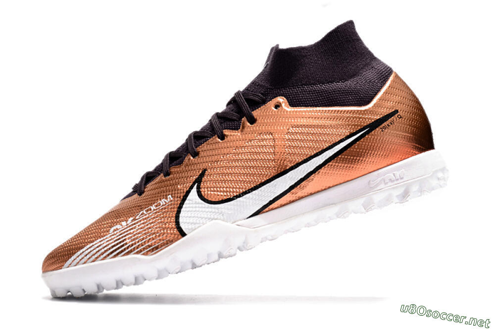 Men's Nike Air Zoom Mercurial Superfly 9 Elite TF Football Shoes - Gold/White/Black 5