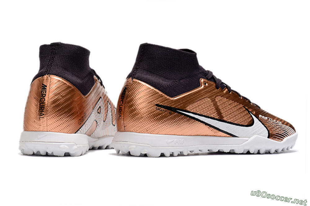 Men's Nike Air Zoom Mercurial Superfly 9 Elite TF Football Shoes - Gold/White/Black 6