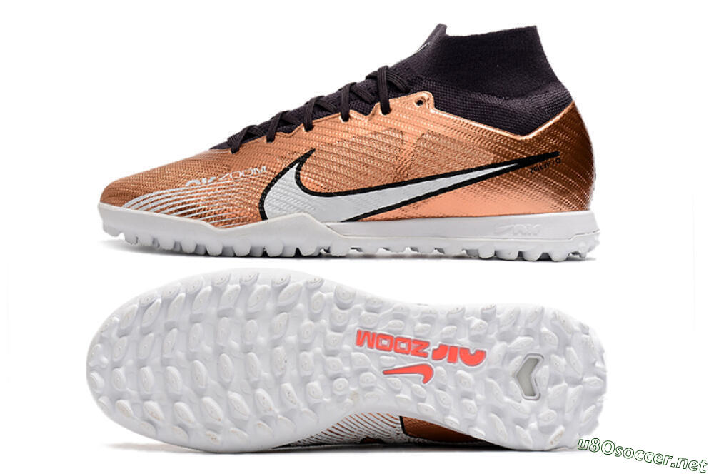 Men's Nike Air Zoom Mercurial Superfly 9 Elite TF Football Shoes - Gold/White/Black 1