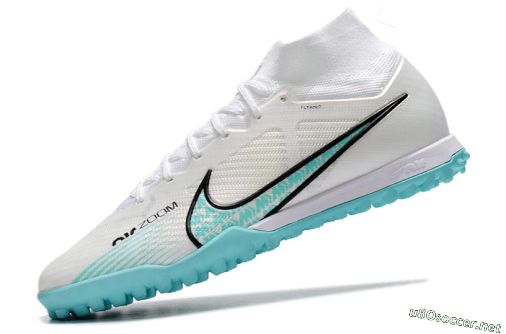 Men's Nike Air Zoom Mercurial Superfly 9 Elite TF Football Shoes - White/Jade/Black 5