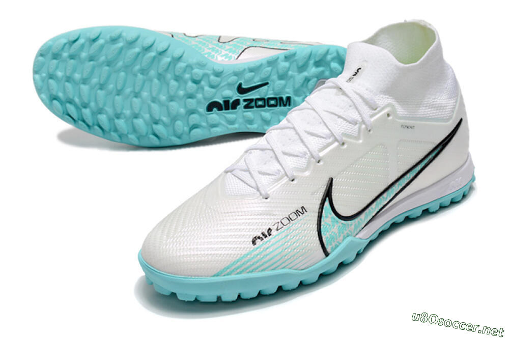 Men's Nike Air Zoom Mercurial Superfly 9 Elite TF Football Shoes - White/Jade/Black 3