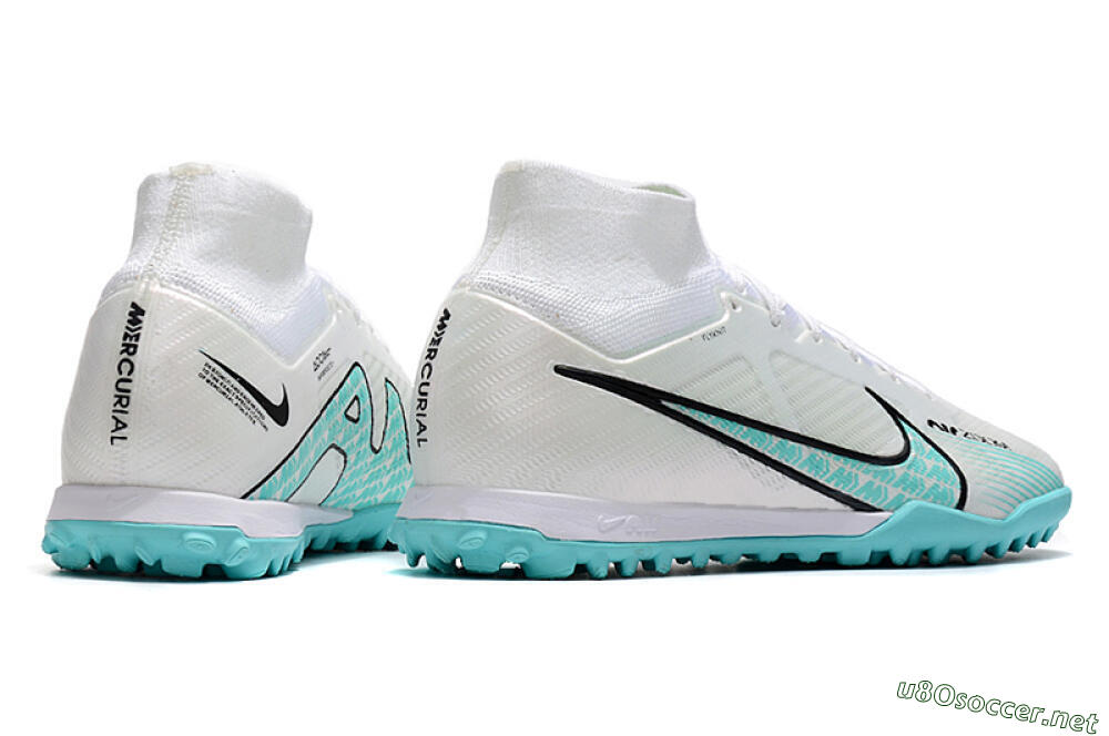 Men's Nike Air Zoom Mercurial Superfly 9 Elite TF Football Shoes - White/Jade/Black 6
