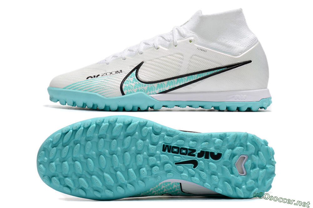 Men's Nike Air Zoom Mercurial Superfly 9 Elite TF Football Shoes - White/Jade/Black 1