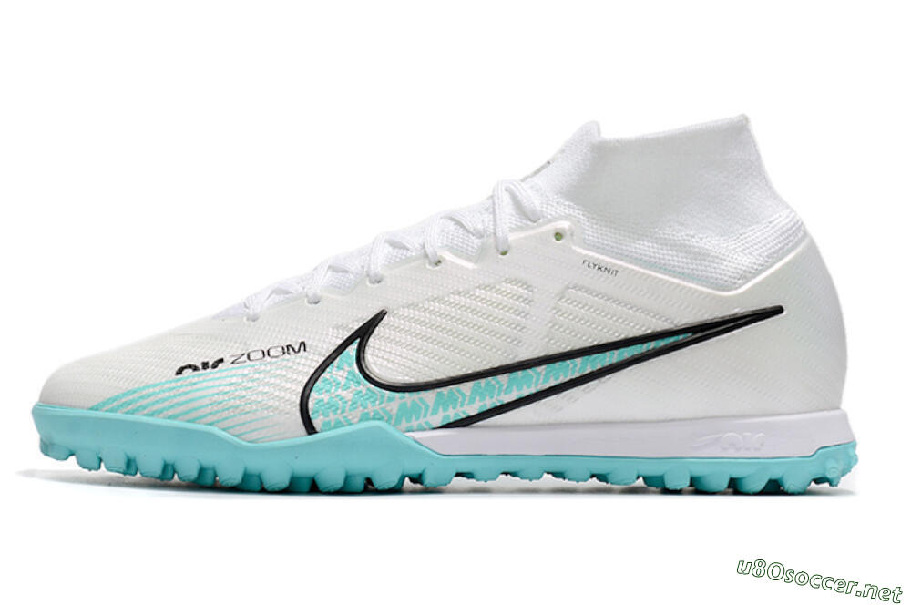 Men's Nike Air Zoom Mercurial Superfly 9 Elite TF Football Shoes - White/Jade/Black 0