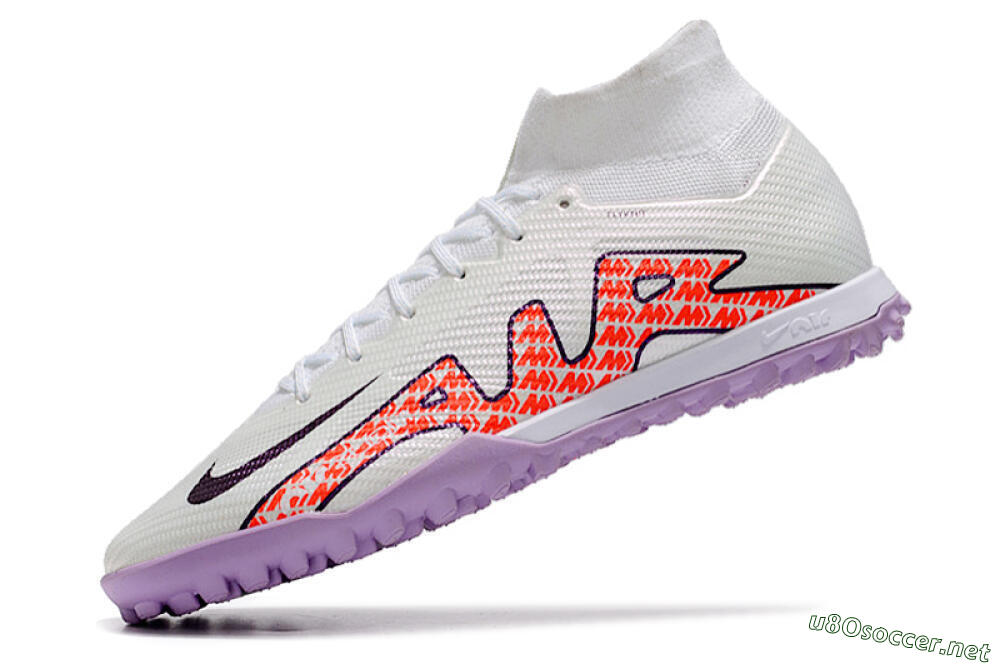 Men's Nike Air Zoom Mercurial Superfly 9 Elite TF Football Shoes - White/Red/Purple 5