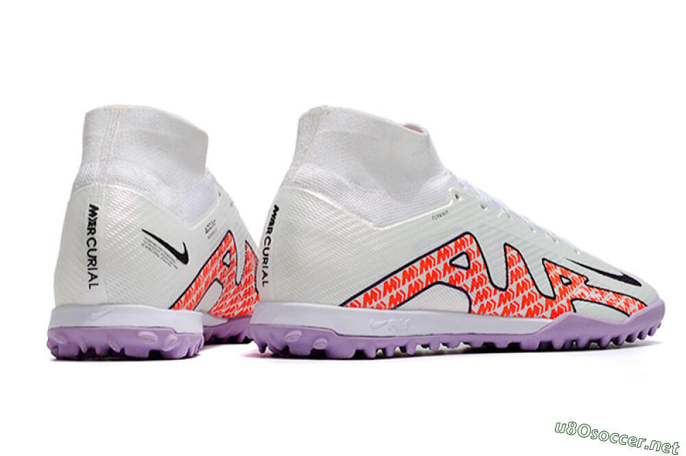 Men's Nike Air Zoom Mercurial Superfly 9 Elite TF Football Shoes - White/Red/Purple 6