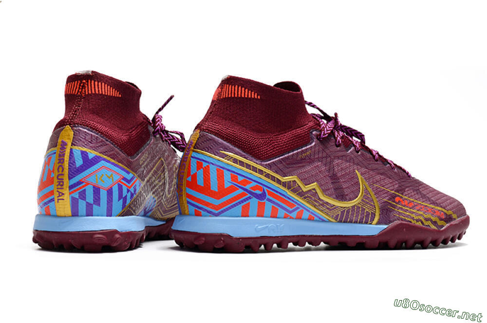 Men's Nike Air Zoom Mercurial Superfly 9 Elite TF Football Shoes - Red/Gold/Blue 6