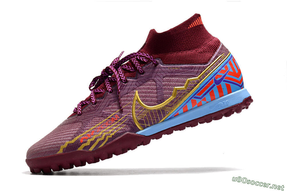 Men's Nike Air Zoom Mercurial Superfly 9 Elite TF Football Shoes - Red/Gold/Blue 5