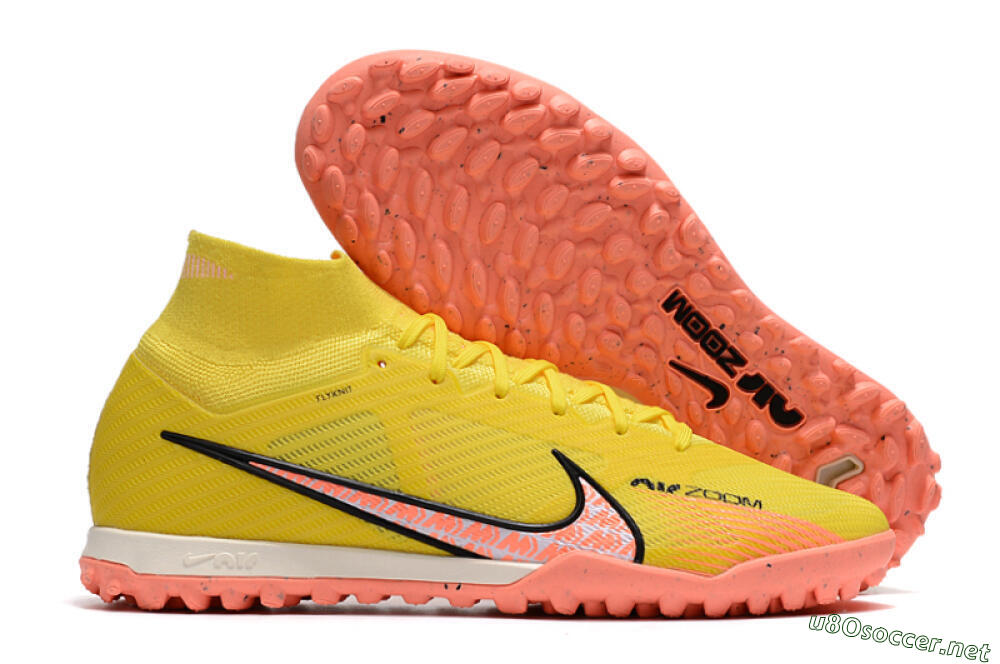 Men's Nike Air Zoom Mercurial Superfly 9 Elite TF Football Shoes - Yellow/Pink/Black 2