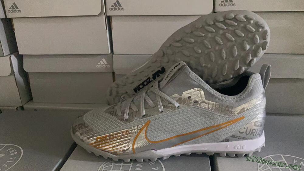 Unisex Nike Air Zoom Mercurial Vapor 15 Pro TF Football Shoes - Silver/Gold/Black