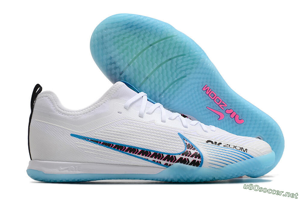 Men's Nike Air Zoom Mercurial Vapor 15 Pro IC Football Shoes - White/Blue/Pink 2