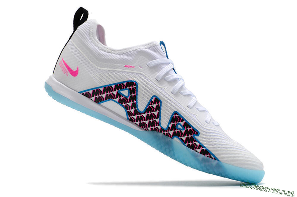 Men's Nike Air Zoom Mercurial Vapor 15 Pro IC Football Shoes - White/Blue/Pink 4