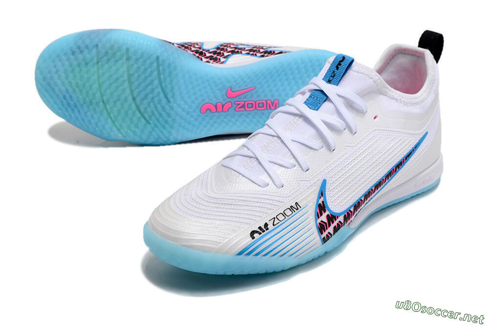 Men's Nike Air Zoom Mercurial Vapor 15 Pro IC Football Shoes - White/Blue/Pink 3