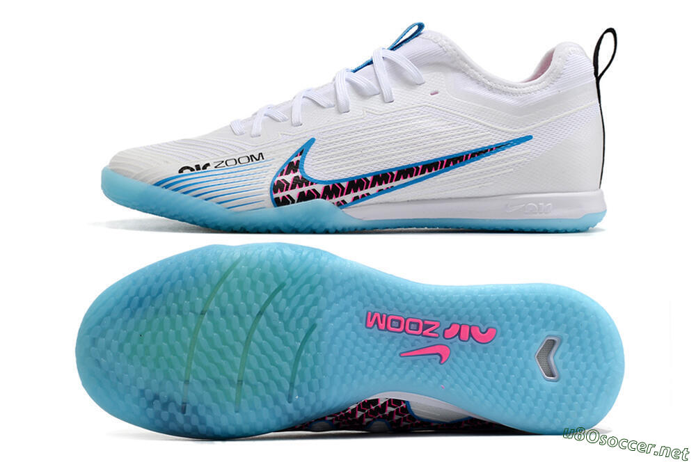 Men's Nike Air Zoom Mercurial Vapor 15 Pro IC Football Shoes - White/Blue/Pink 1