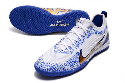 Men's Nike Air Zoom Mercurial Vapor 15 Pro IC Football Shoes - White/Blue/Gold