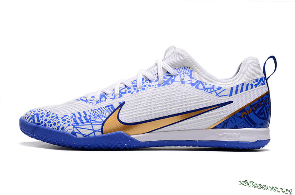 Men's Nike Air Zoom Mercurial Vapor 15 Pro IC Football Shoes - White/Blue/Gold 0